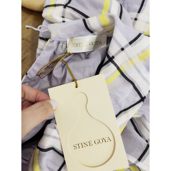 STINE GOYA NWT Samantha Plaid Cotton Silk Mini Dress in Lilac Size 2/4 - Picture 11 of 14